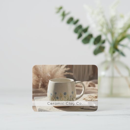 Carte De Visite Poterie Moderne Code QR en Céramique Faite Main (Debout devant)