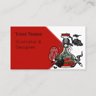 Carte De Visite Potion gothique avec araignée squelette