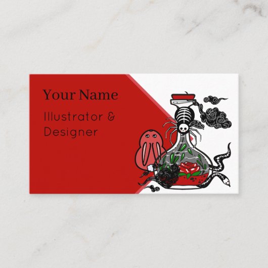 Carte De Visite Potion gothique avec araignée squelette (Devant)
