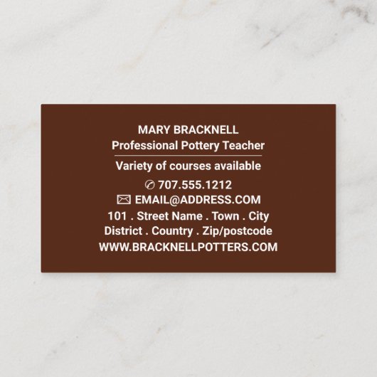 Carte De Visite Pots D'Argile, Cours De Poterie, Poteries (Dos)