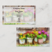 Carte De Visite Pots de fleurs avec des fleurs d'automne (Devant / Derrière)