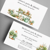 Carte De Visite Pots d'outils de jardin et aquarelle plante