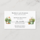 Carte De Visite Pots d'outils de jardin et aquarelle plante (Dos)