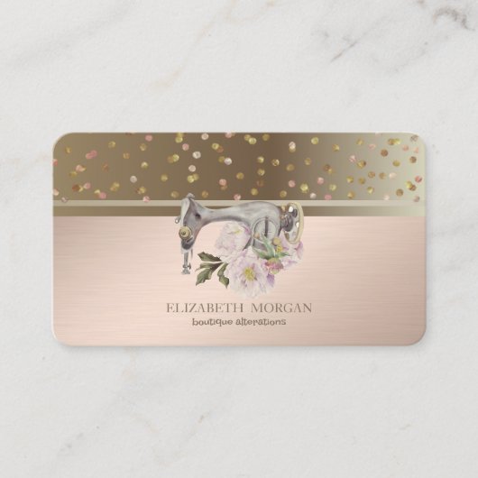 Carte De Visite Pots professionnels Confetti Floral Machine à coud (Devant)