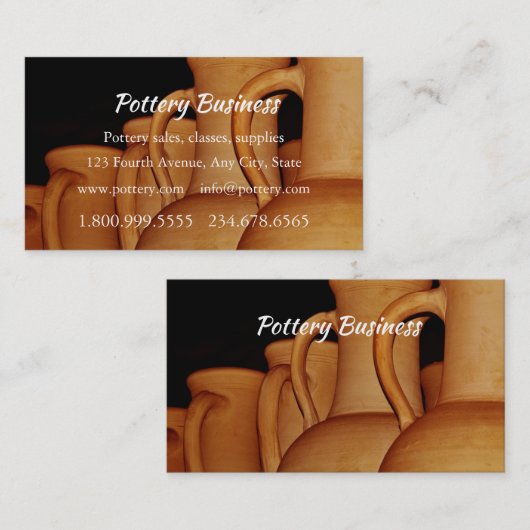 Carte De Visite Pottery Sales, Classes, Supplies Business Custom (Devant / Derrière)