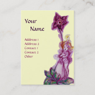 Carte De Visite POUCE POUSSE MONOGRAMME Fée Fleur Violette Pourpre