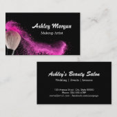 Carte De Visite Poudre de brosse de maquillage à la mode Noir Blan (Devant / Derrière)