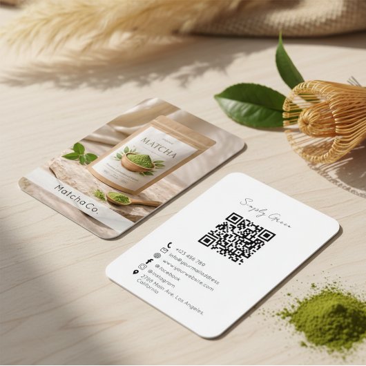 Carte De Visite Poudre de Matcha Bio Matcha Naturel Code QR