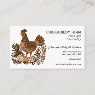 Carte De Visite Poulailler Art Populaire Poule et Oeufs Ferme