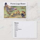 Carte De Visite Poule et poussins affamés (Devant / Derrière)