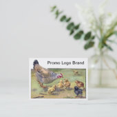 Carte De Visite Poule et poussins affamés (Debout devant)