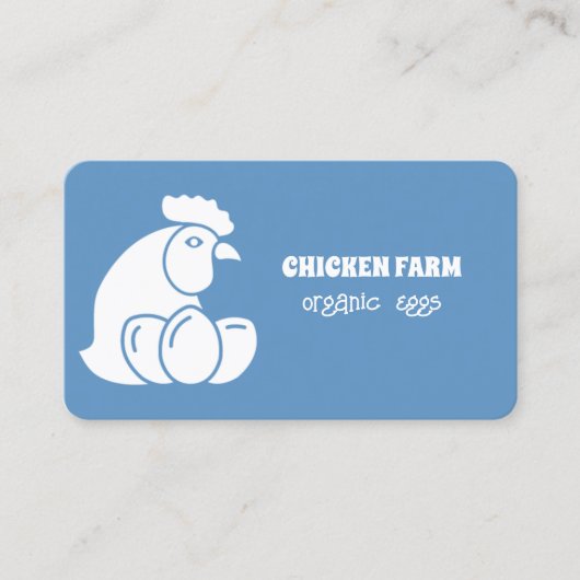 Carte De Visite Poulet de la ferme OEufs frais Bleu (Devant)