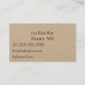 Carte De Visite Poulet et oeufs pour les vendeurs du marché agrico (Dos)