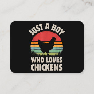 Carte De Visite Poulet Juste Un Garçon Qui Aime Rétro Ferme Animal