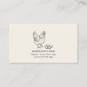 Carte De Visite Poulet rustique Illustration d'œufs frais Fermier 