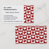 Carte De Visite Poulets et motif de coq de coeurs (Devant / Derrière)