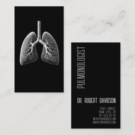 Carte De Visite Poumons pulmonaires pulmonaires Maladie Docteur Si (Devant / Derrière)
