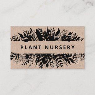 Carte De Visite Pouponnière Plante rustique Kraft noire