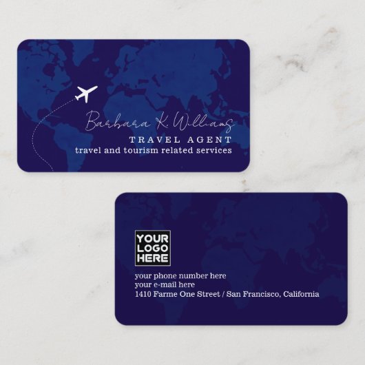 Carte de visite pour agents de voyages (Devant / Derrière)