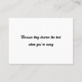 Carte de visite pour animaux de compagnie personna (Dos)