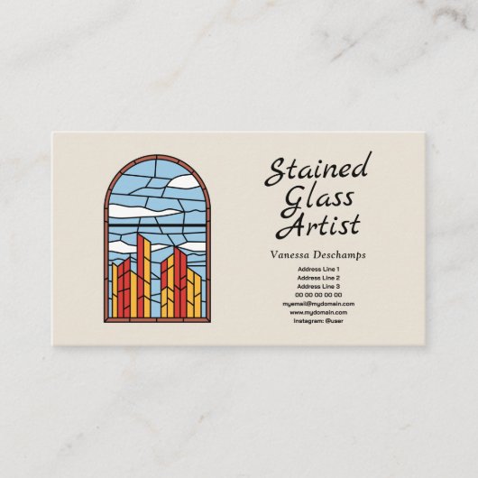 Carte de visite pour artiste en verre tendu (Devant)