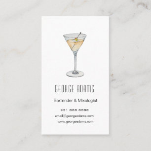 Carte de visite pour barman moderne Martini