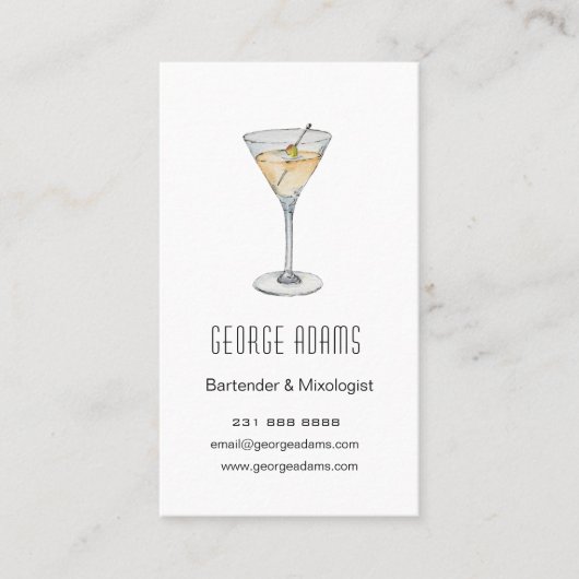 Carte de visite pour barman moderne Martini (Devant)