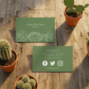 Carte de visite pour boutique de plantes d'intérie