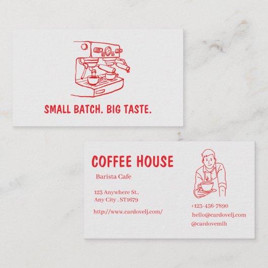 Carte de visite pour café moderne (Devant / Derrière)