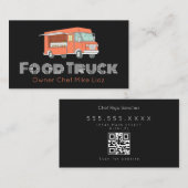 Carte de visite pour camion de nourriture Black & (Devant / Derrière)