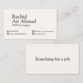 Carte de visite pour chômeurs, chercheur d'emploi (Devant / Derrière)