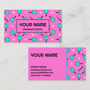 Carte De Visite Pour Coach Pickleball pastel J'aime Pickleball ros
