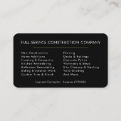 Carte de visite pour constructeurs (Dos)