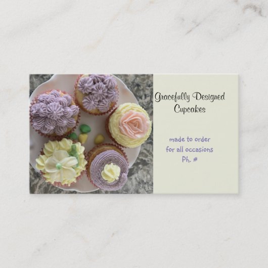 Carte de visite pour cupcakes décorés avec goût (Devant)