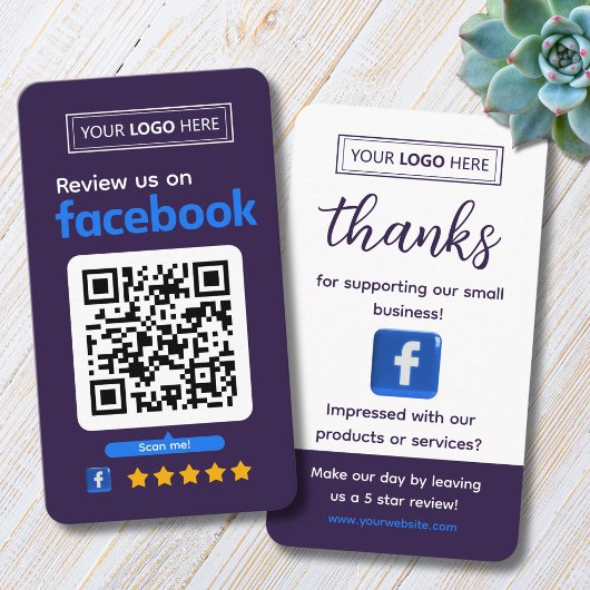 Carte de visite pour demande d'avis Facebook Rouge