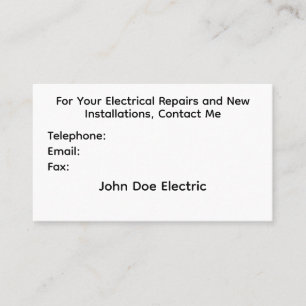 Carte de visite pour électriciens