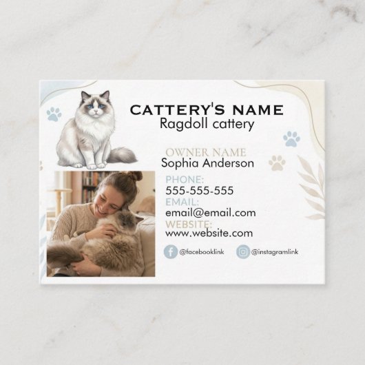 Carte de visite pour élevage de chats Ragdoll pers (Devant)