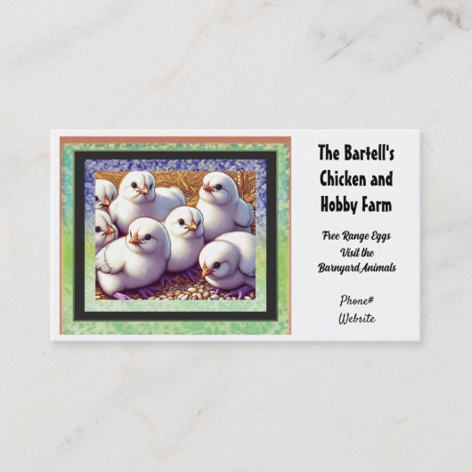 Carte de visite pour élevage de poulets et ferme d (Devant)