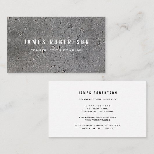 Carte de visite pour entreprise de construction. (Devant / Derrière)