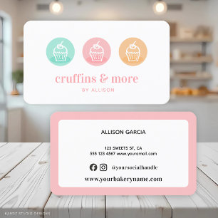 Carte de visite pour entreprise de cupcakes sucrés