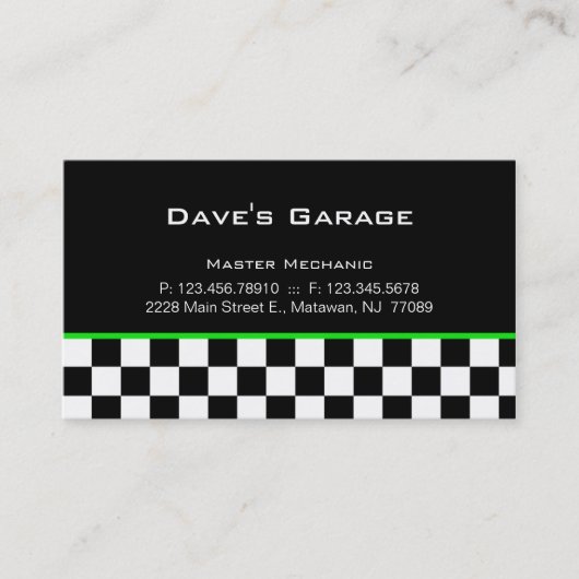 Carte de visite pour garage automobile Vert de cou (Devant)