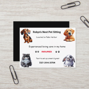 Carte de visite pour garde d'animaux