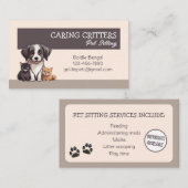 Carte de visite pour garde d'animaux (Devant / Derrière)