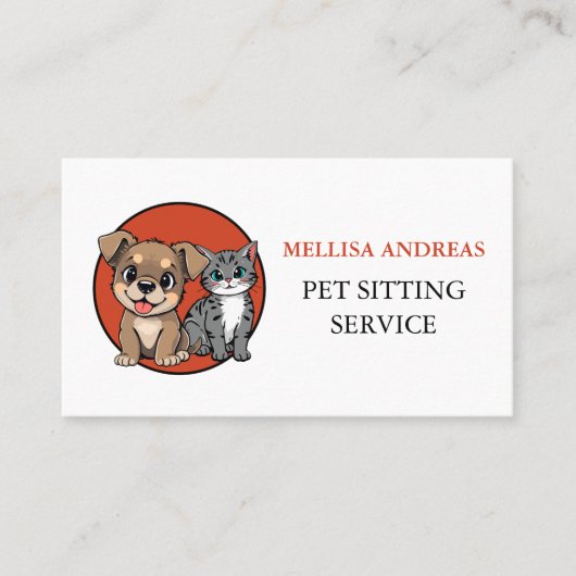 Carte de visite pour garde d'animaux mignons (Devant)