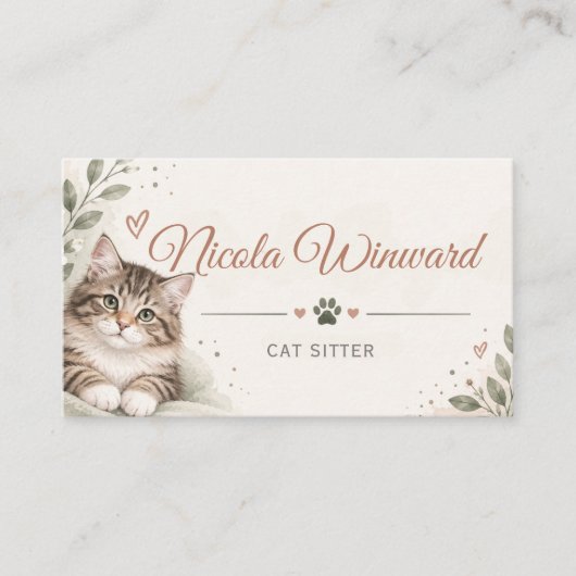 Carte de visite pour garde de chats (Devant)
