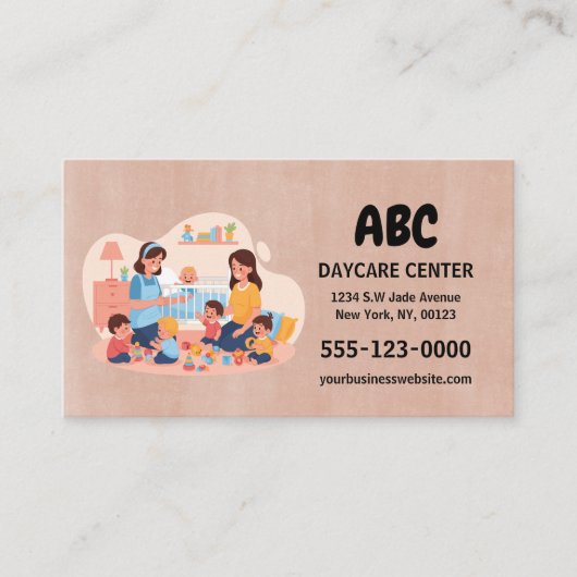 Carte de visite pour garderie Boho (Devant)