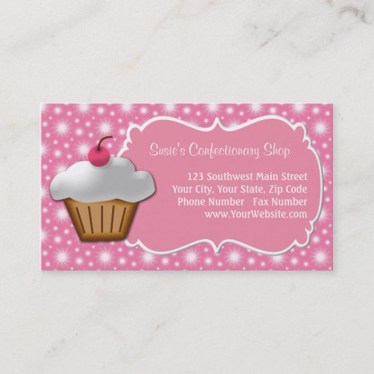 Carte de visite pour gâteaux Dainty Pink (Devant)
