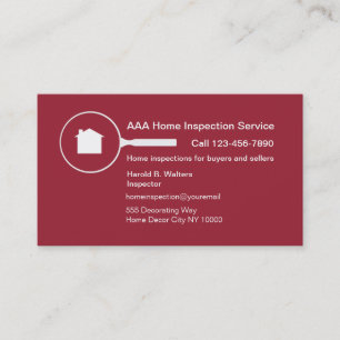 Carte de visite pour inspection de maison