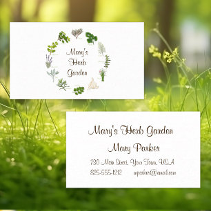 Carte de visite pour jardin d'herbes personnalisé