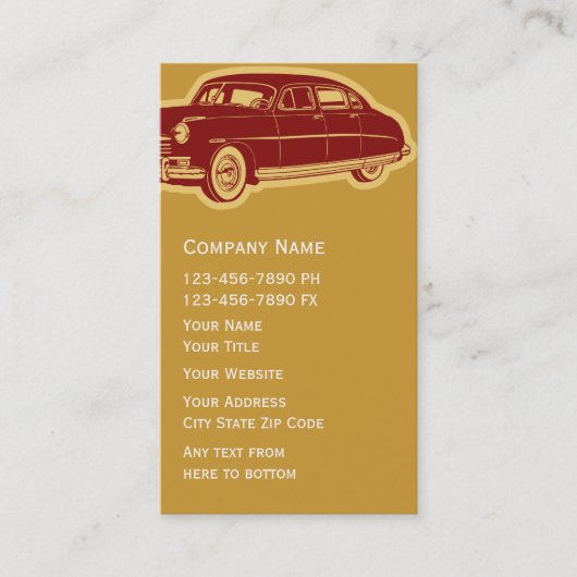 Carte de visite pour la restauration automobile (Devant)